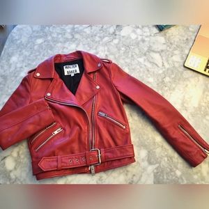 Red leather biker jacket